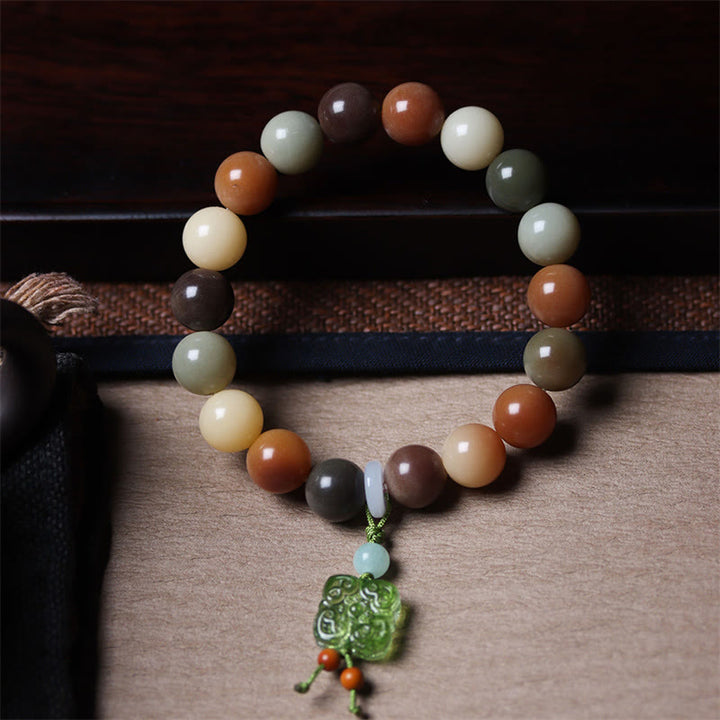 Buddha Stones Naturalne Wielokolorowe Gradientowe Nasiona Bodhi Liuli Szklana Bransoletka z Urokiem Pokoju