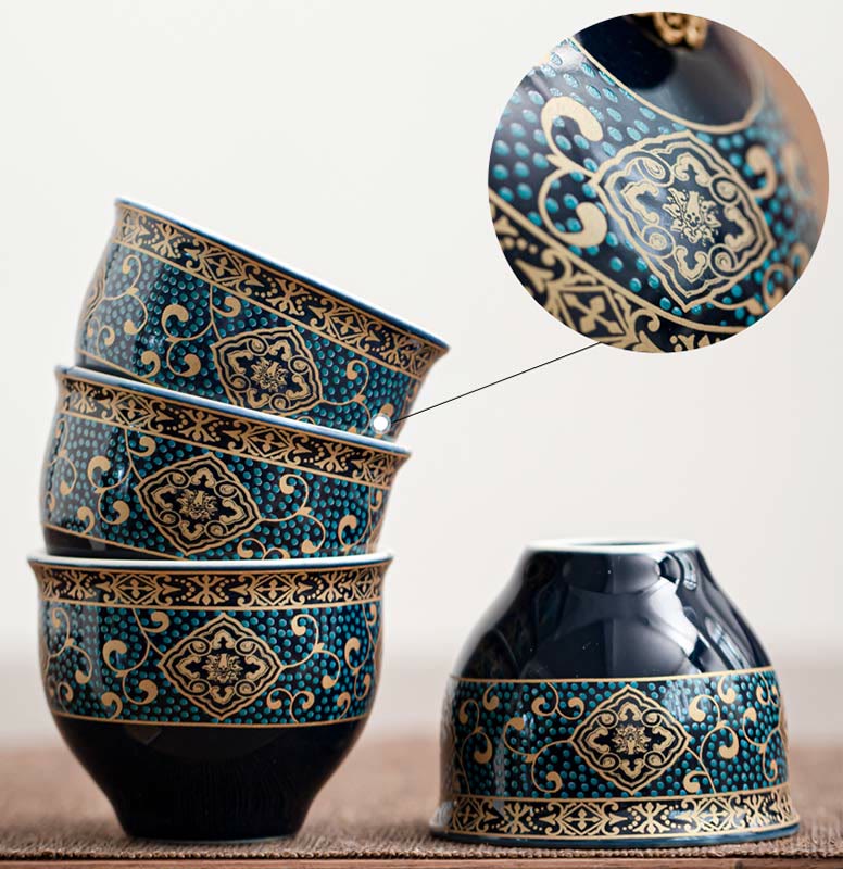 Buddha Stones Chiński zestaw do herbaty Gongfu Projekt Ceramiczny czajniczek Przenośna torba prezentowa