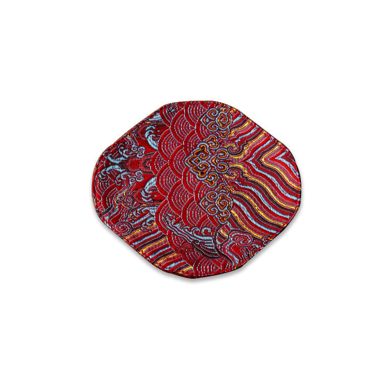 Buddha Stones Fale Morskie Bambus Śliwkowy Kwiat Brokat Haft Podkładka Pod Kubek Podkładka Pod Kubek Herbaty Kung Fu