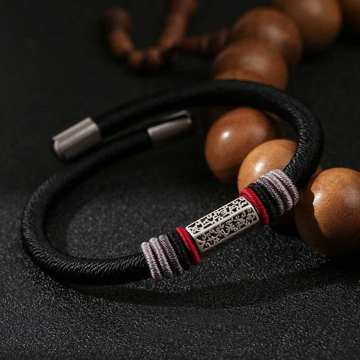 Bransoletka z Buddha Stones 925 ze srebra próby 925 Om Mani Padme Hum Peace Red String - Czarny (rozmiar bransoletki 21 cm) - image 10