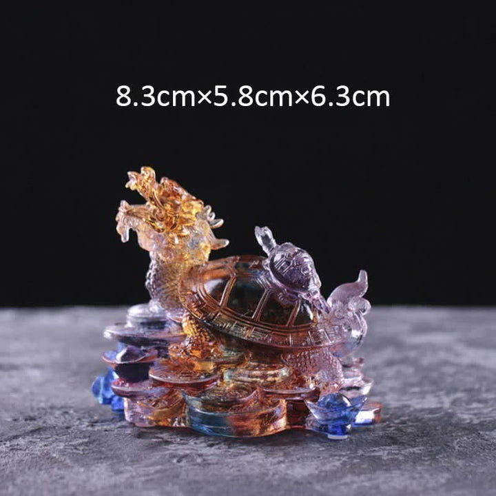 Buddha Stones Feng Shui Smok Żółw Monety Ręcznie Robione Kryształowe Szczęście Liuli Sztuka Dekoracja Domu Biuro