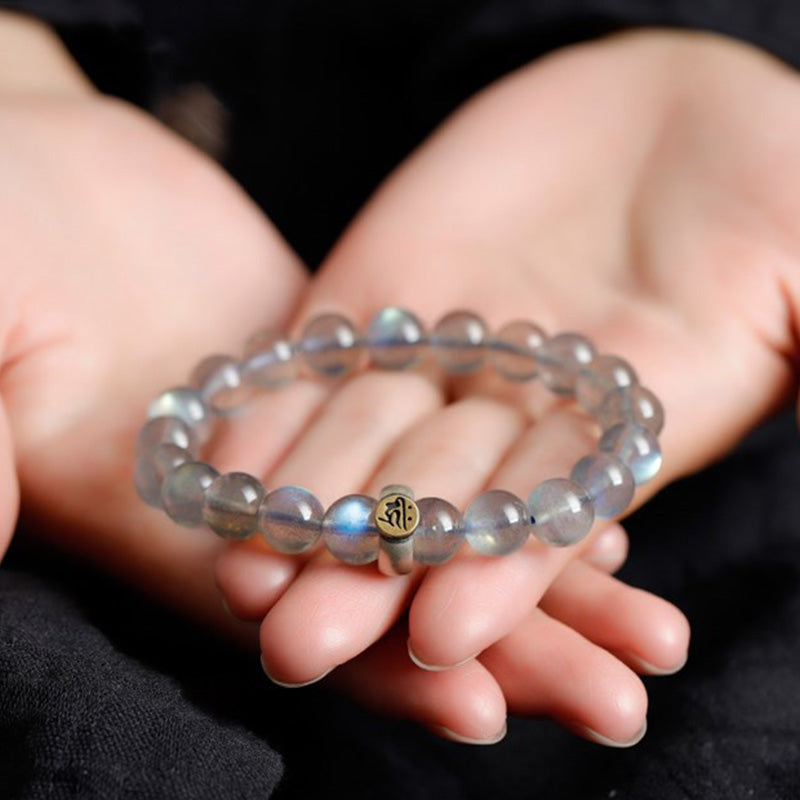 12 chińskich zodiakalnych bransoletek z kamieniem księżycowym i spokojną miłością