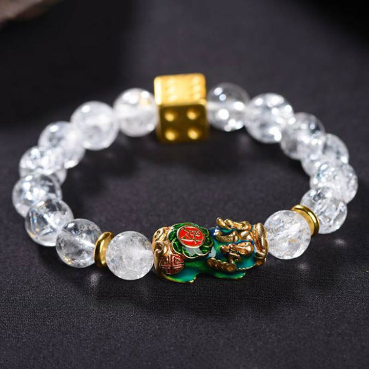 Bransoletka z kryształu PiXiu White Dice Wealth Buddha Stones zmieniająca kolor