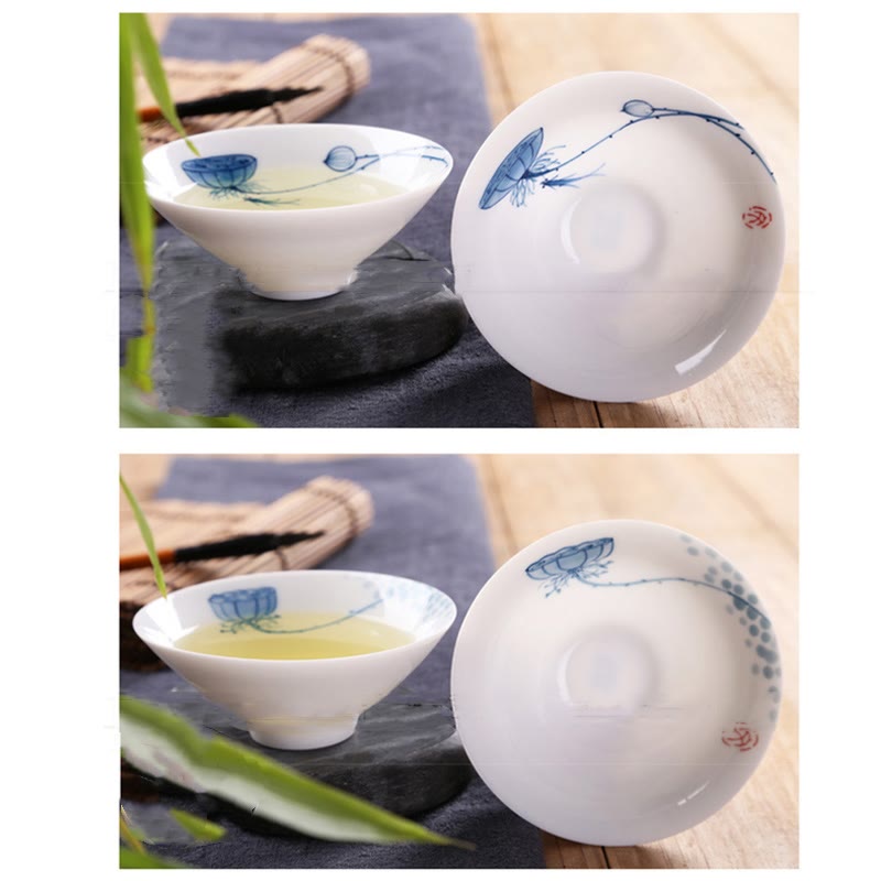 Buddha Stones Vintage Śliwkowa Orchidea Bambus Chryzantema Lotos Ryba Koi Ceramiczna Filiżanka Kung Fu Filiżanki do Herbaty