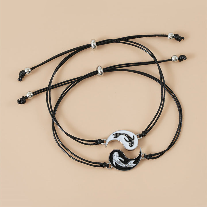 Buddha Stones 2szt Yin Yang Hematyt Bransoletka dla Par