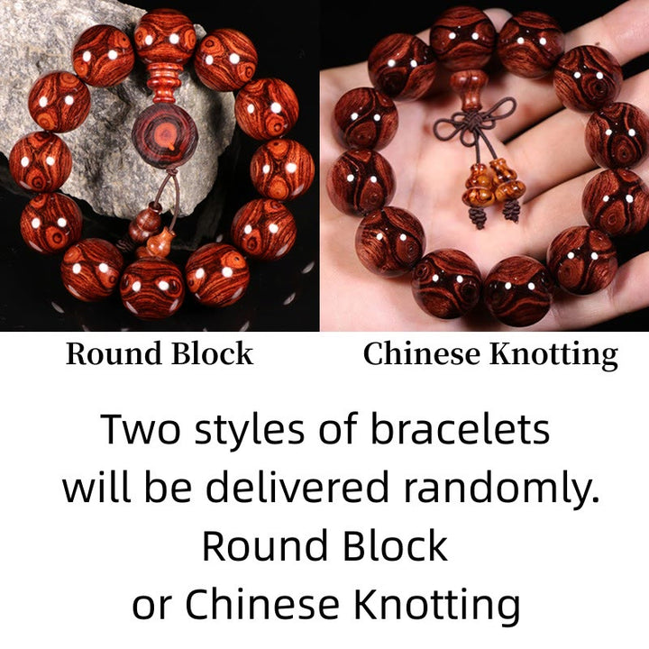 Bransoletka z ciepłego drewna palisandrowego z Buddha Stones (losowy typ)