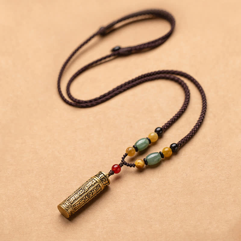 Buddhastoneshop Tybet Om Mani Padme Hum Agat Surangama Sutra Ochrona Naszyjnik Wisiorek - Miedź - image 1