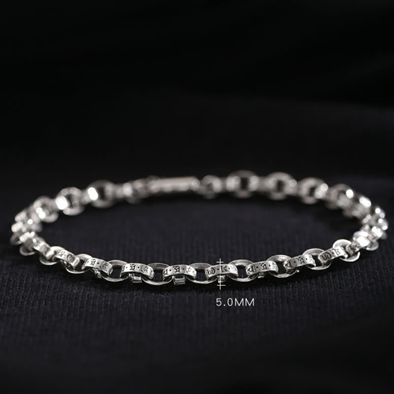 Buddha Stones 925 Srebro Sterlingowe Om Mani Padme Hum Rzeźbiony Projekt Kreatywność Metal Bransoletka - image 15