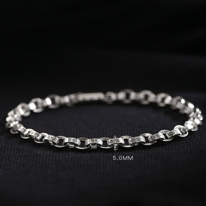 Buddha Stones 925 Srebro Sterlingowe Om Mani Padme Hum Rzeźbiony Projekt Kreatywność Metal Bransoletka - image 15