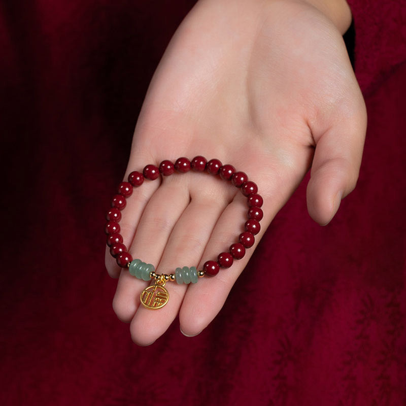 Bransoletka z Buddha Stones Cinnabar Green Aventurine Luck Blessing