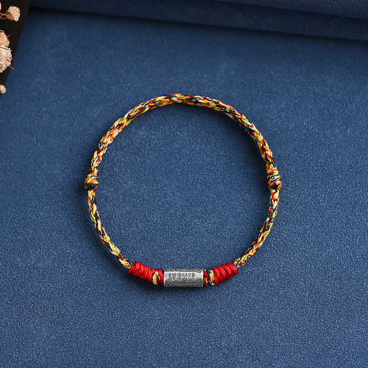 Buddha Stones ręcznie robione 925 srebro próby 925 wszystko idzie dobrze projekt ochrona siła bransoletka kostka - Bransoletka na kostkę (obwód 18-30 cm) - Kolorowa lina - image 19