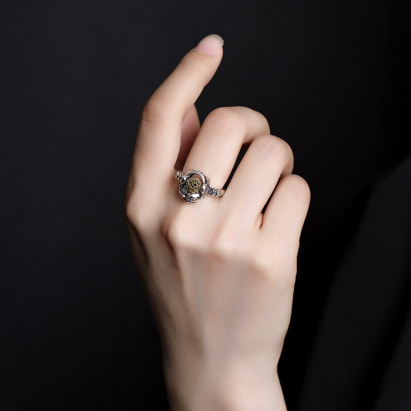 Buddha Stones 925 Srebro Sterlingowe PiXiu Miedziana Moneta Bogactwo Regulowany Pierścień - image 5