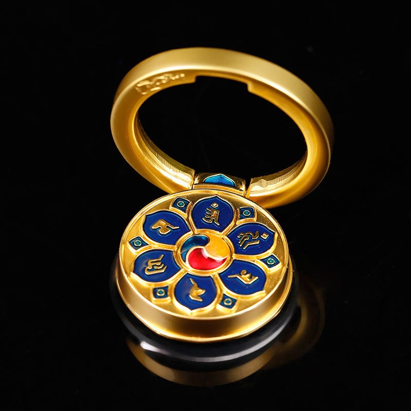 Tybetański Om Mani Padme Hum Peace Phone Ring Bracket Uniwersalny uchwyt na telefon Dekoracje - Niebieska sześcioznakowa mantra - image 27