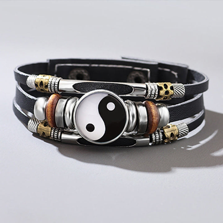 Skórzana bransoletka równowagi z Buddha Stones Yin Yang