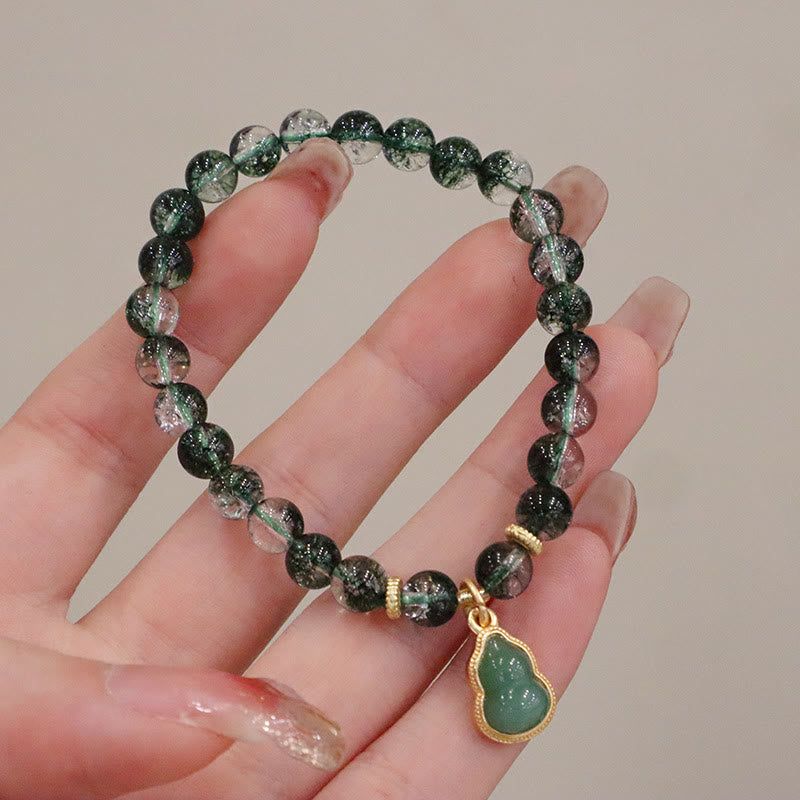 Bransoletka Buddha Stones Natural Green Phantom Confidence Gourd Budda Charm