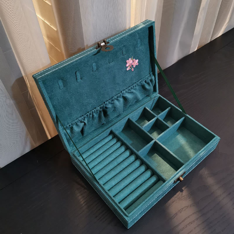 Buddha Stones Kwiaty Ważka Pudełko Organizator Biżuterii Jednowarstwowe Pudełko Do Przechowywania Biżuterii Flanelowe Pudełko