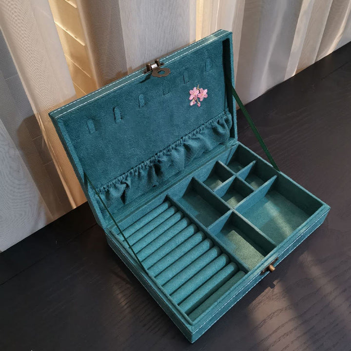 Buddha Stones Kwiaty Ważka Pudełko Organizator Biżuterii Jednowarstwowe Pudełko Do Przechowywania Biżuterii Flanelowe Pudełko