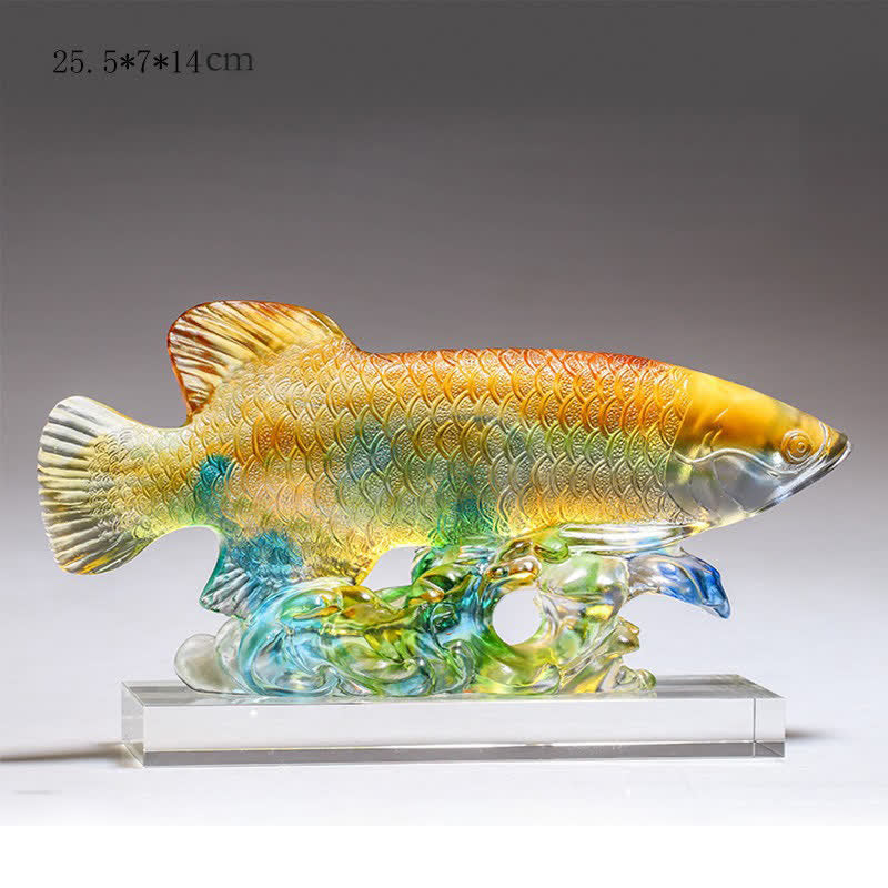 Ręcznie robiony kryształowy element sztuki Liuli Koi Fish Luck Home Office Decoration - Średnio kolorowy i podstawowy - image 6