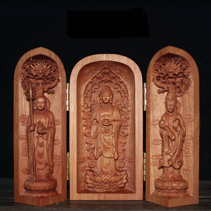 Awalokiteśwara Kwan Yin Budda Drewno Wiśniowe Współczucie Ołtarz Dekoracji Wnętrz