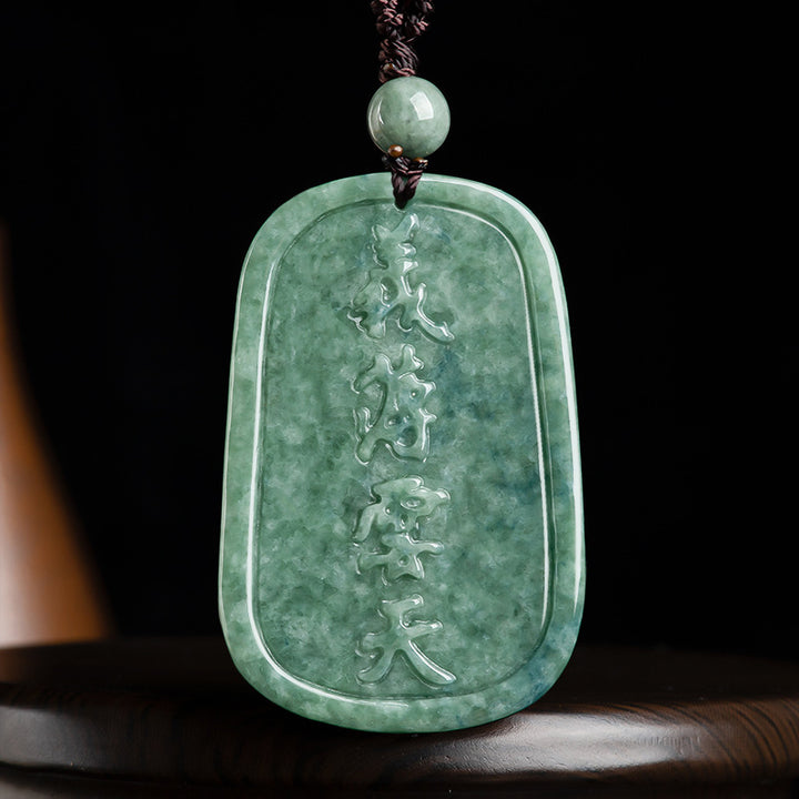 Naturalny Jade Guan Gong Amulet Naszyjnik Wisiorek Bogactwo