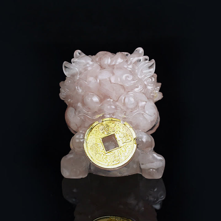 Buddha Stones Ręcznie Robione Słodkie PiXiu Złota Moneta Kryształ Fengshui Energia Bogactwo Fortuna Dekoracja Domu - Różowy kryształ (urok ♥popularność) - image 5