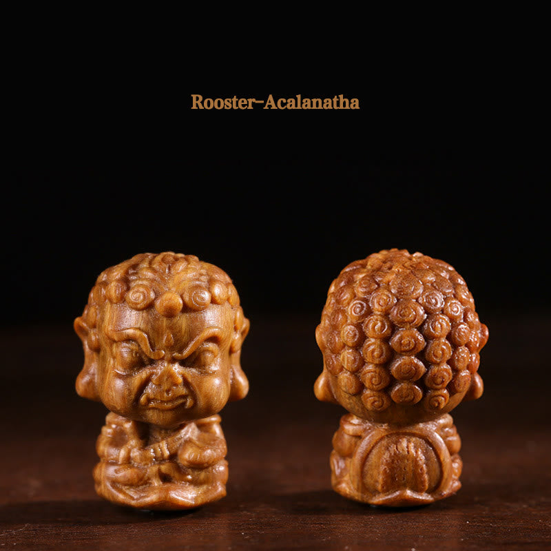 Chiński Zodiak Natal Budda Zielony Sandałowiec Lotos Grawerowany Pozytywny Dekoracja Domu - Kogut-Acalanatha - image 11