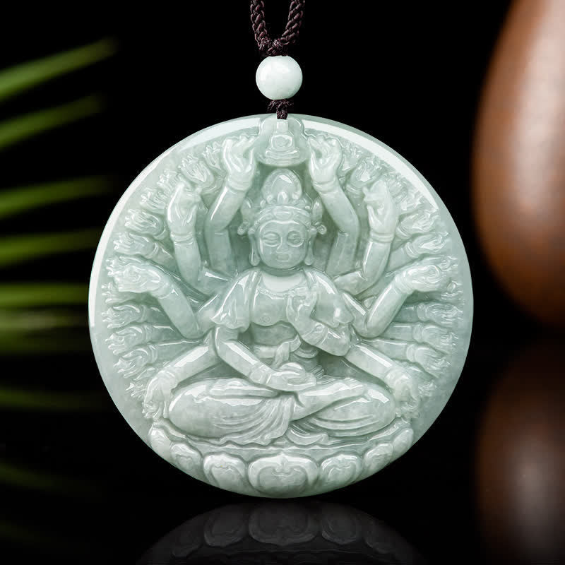 Naszyjnik z jadeitu Kwan Yin Avalokitesvara z tysiąca rąk, z wisiorkiem i błogosławieństwem - image 6