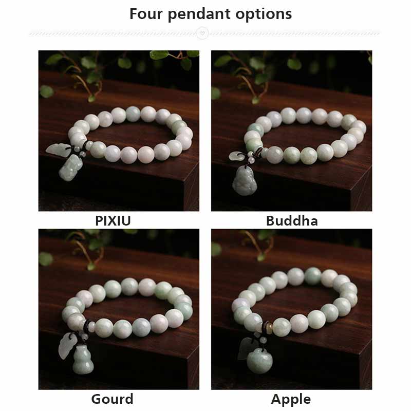 Buddha Stones Naturalny Jadeit Pi Xiu Budda Tykwa Jabłko Bransoletka Sukcesu