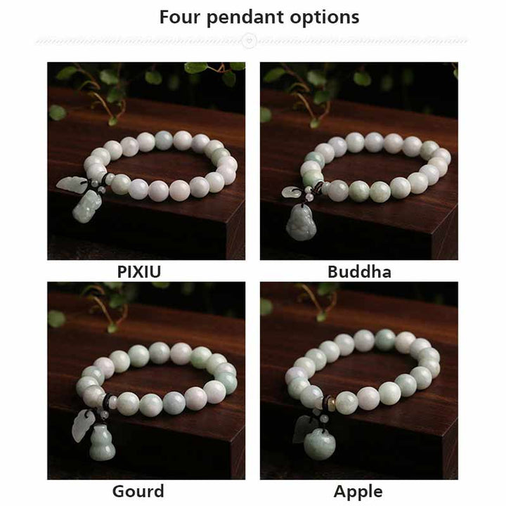 Buddha Stones Naturalny Jadeit Pi Xiu Budda Tykwa Jabłko Bransoletka Sukcesu