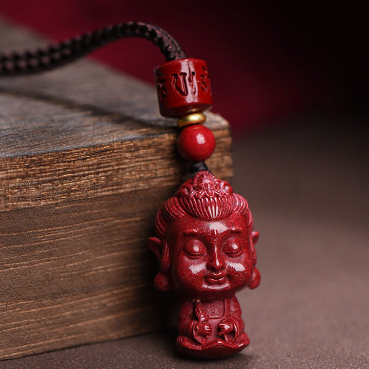 Buddha Stones Chiński Zodiak Natal Budda Naturalny Cynober Amulet Trzymający Z Daleka Złe Duchy Naszyjnik Wisiorek