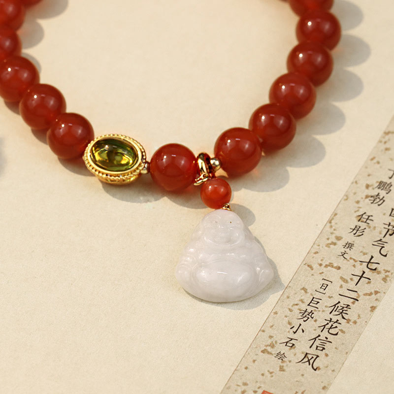 Bransoletka Buddha Stones Naturalny Czerwony Agat Budda Sukces