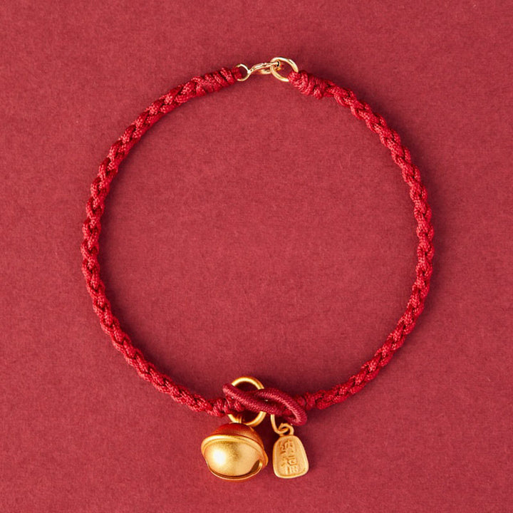 Buddha Stones ręcznie robione Fu Charakter Charm Szczęście Dzwonek Szczęścia Czerwona Bransoletka z Linii