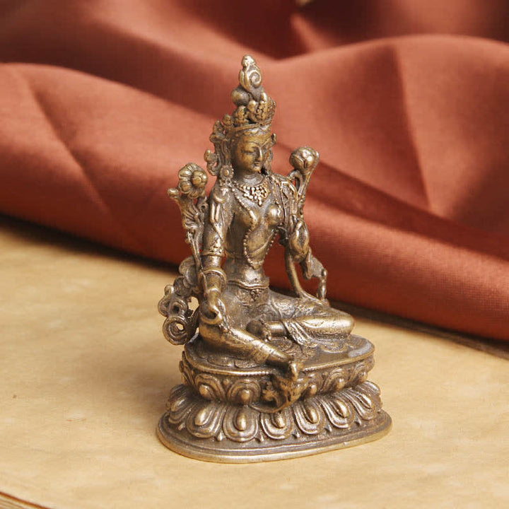 Buddha Stones Bodhisattwa Zielona Tara Spokój Nadzieja Miedziana Statuetka Dekoracja - image 1