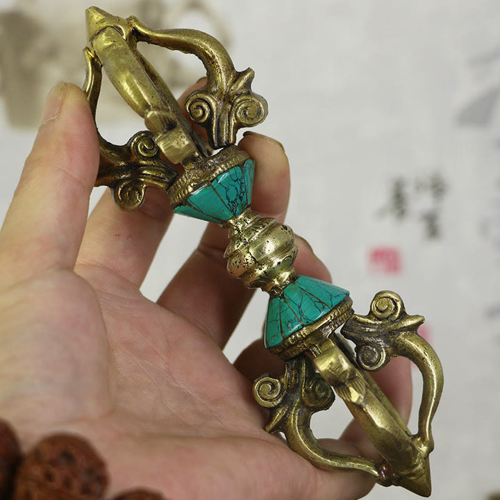 Buddha Stones Tybetańskie Pięć Zębów Wadżra Dorje Ręcznie Wykonane Nepalskie Duchowe Mocy Dekoracja Miedziana