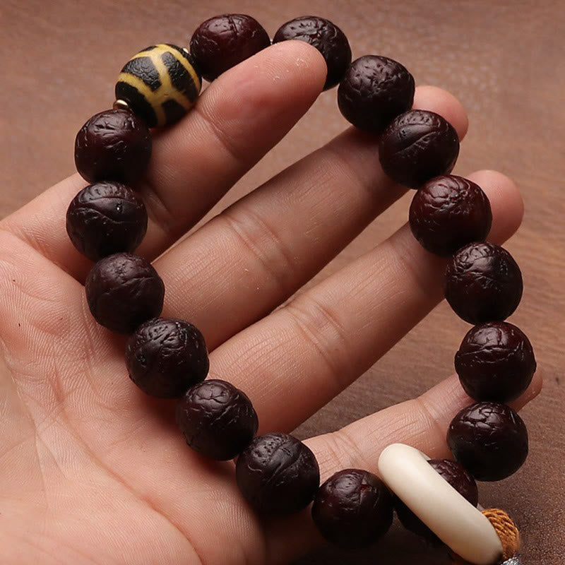 Buddha Stones Tybetańskie Nasiona Bodhi Agat Koralik Szczęście Bogactwo Tassel Charm Nadgarstek Mala