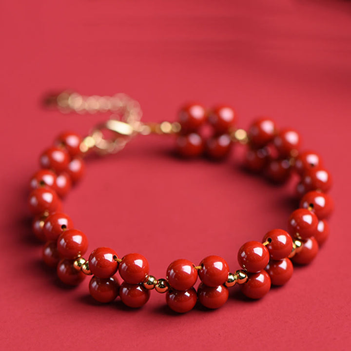 Bransoletka z koralików z Buddha Stones Natural Cinnabar Blessing