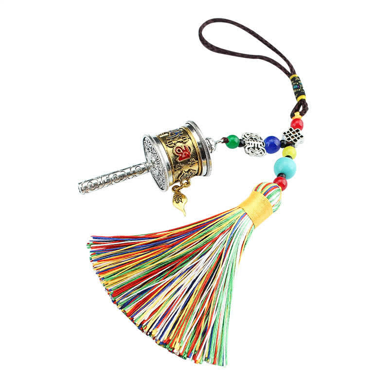 Tybet Om Mani Padme Hum Koło modlitewne Tassel Bag Dekoracja samochodowa do zawieszenia
