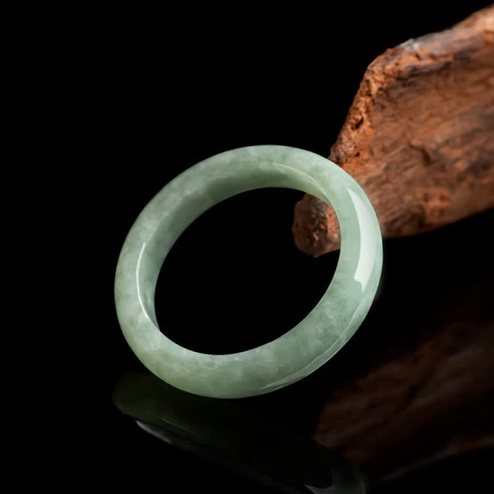 Pierścionek z naturalnego jadeitu z Buddha Stones, obfitość i dobrobyt
