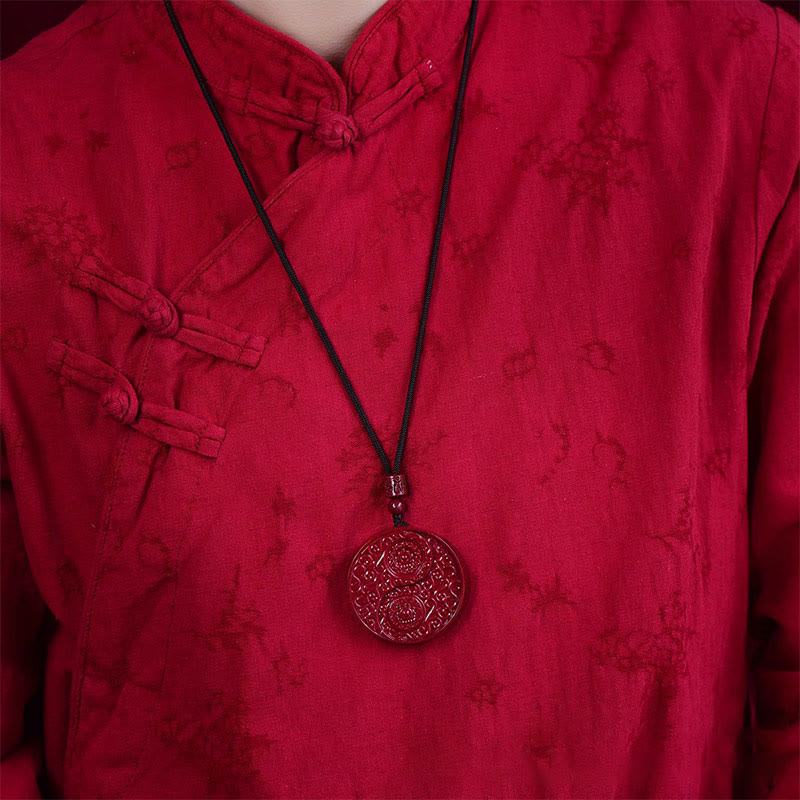 Buddha Stones Cynober Yin Yang Trzymaj Z dala Złe Duchy Naszyjnik Wisiorek