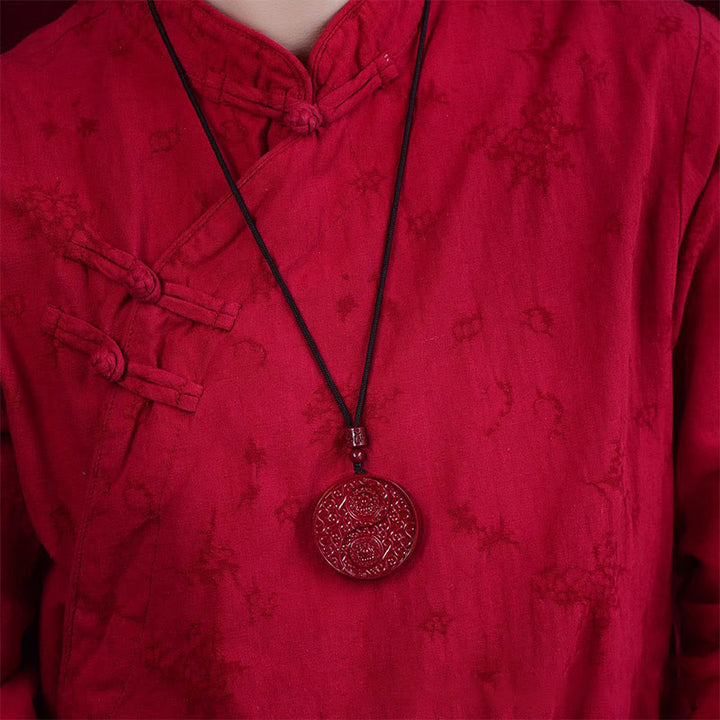Buddha Stones Cynober Yin Yang Trzymaj Z dala Złe Duchy Naszyjnik Wisiorek
