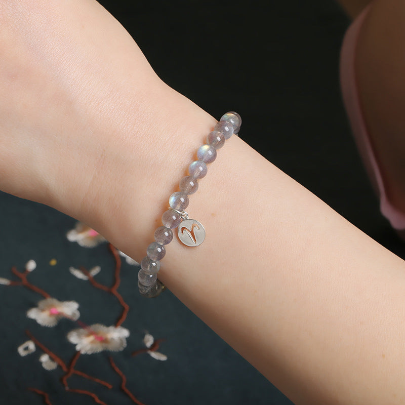 12 konstelacji zodiaku, bransoletka z kamienia księżycowego