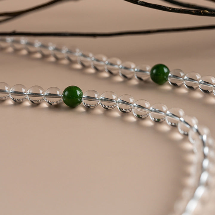 Buddha Stones 108 Koraliki Biały Kryształ Jade Medytacyjna Bransoletka Mala