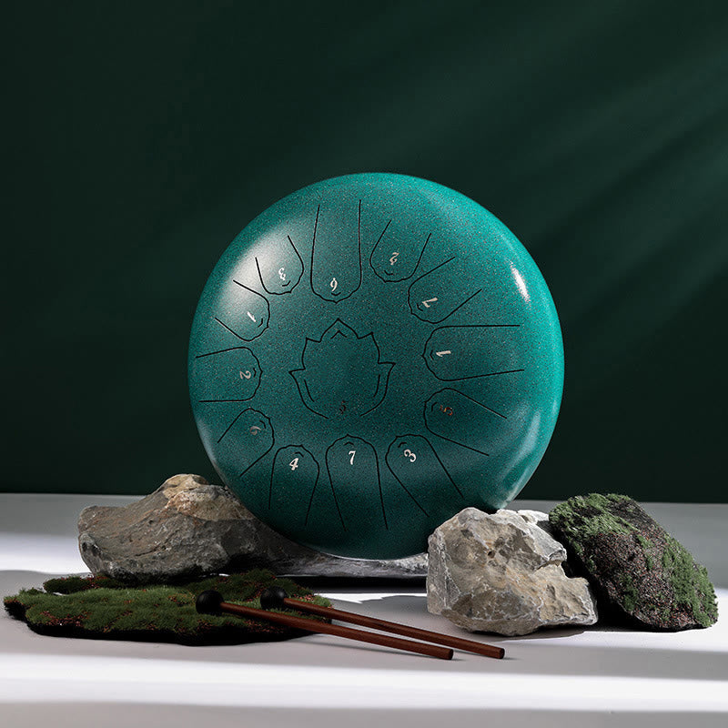 Buddha Stones stalowy językowy Dźwięk uzdrawiający uważność wzór lotosu Joga zestaw perkusyjny 13 nut 12-calowy instrument perkusyjny