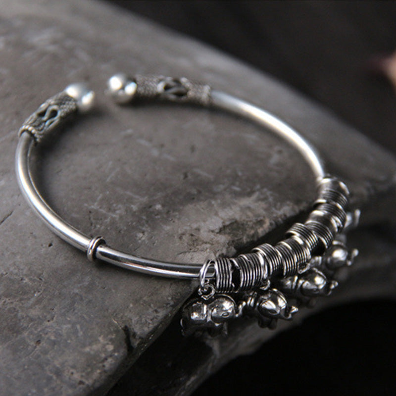 Bransoletka Buddha Stones 925 Srebro Sterling Słoń Siła Bransoletka