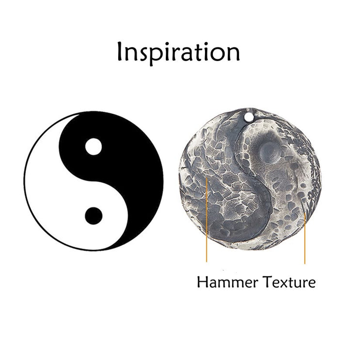 Buddha Stones 990 Srebro Sterlingowe Tekstura Młota Yin Yang Naszyjnik Wisiorek Harmonia - image 11