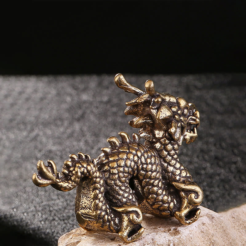 Buddha Stones Rok Smoka Mały Pomyślny Mosiężny Smok Szczęście Sukces Dekoracja Domu