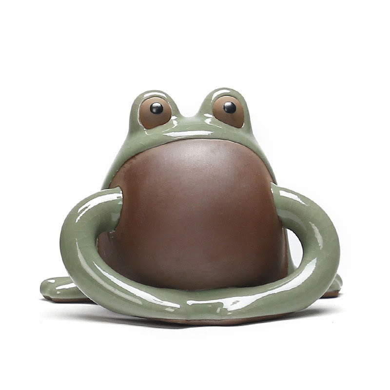 Buddha Stones FengShui Bogactwo Szczęście Słodka Żaba Ceramiczna Herbata Zwierzę Figurka Dekoracja - image 7
