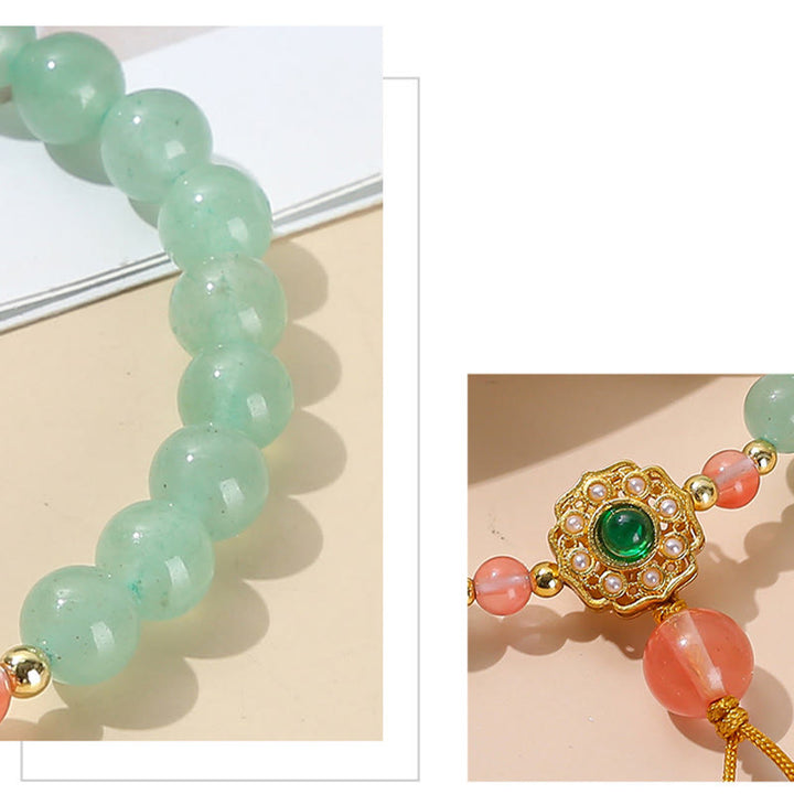 Bransoletka z frędzlami z koralików szczęścia Buddha Stones Green Aventurine