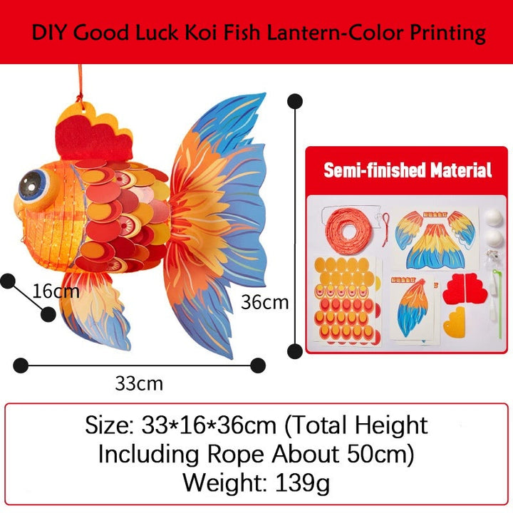 Buddha Stones DIY Powodzenia Koi Ryba Papierowa Lampa Latarnia Święto Środka Jesieni Dziecko Dzieci Dekoracja Latarni