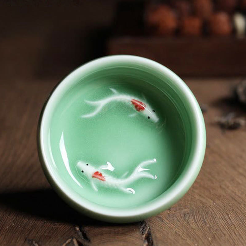 Buddha Stones Kolorowe Ryby Koi Ceramiczny Filiżanka Kung Fu Filiżanka Miska - image 19